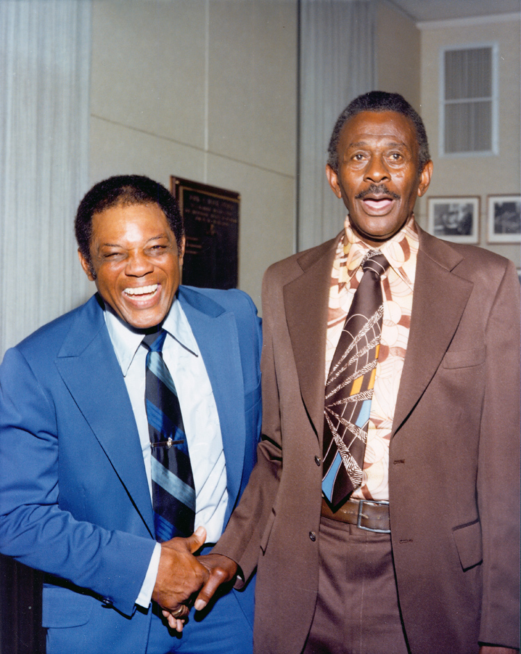 Willie Mays and Satchel Paige, 1979