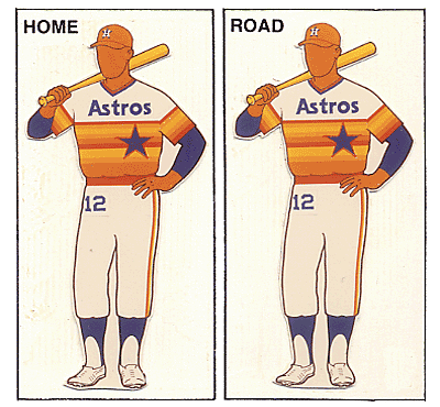 Comparing Houston Astros 1978 uniform with 2012 throwback