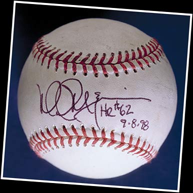 Ball hit by Mark McGwire for his 62nd home run of 1998