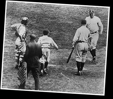 Babe Ruth crossing home plate after hitting his 60th home run of 1927
